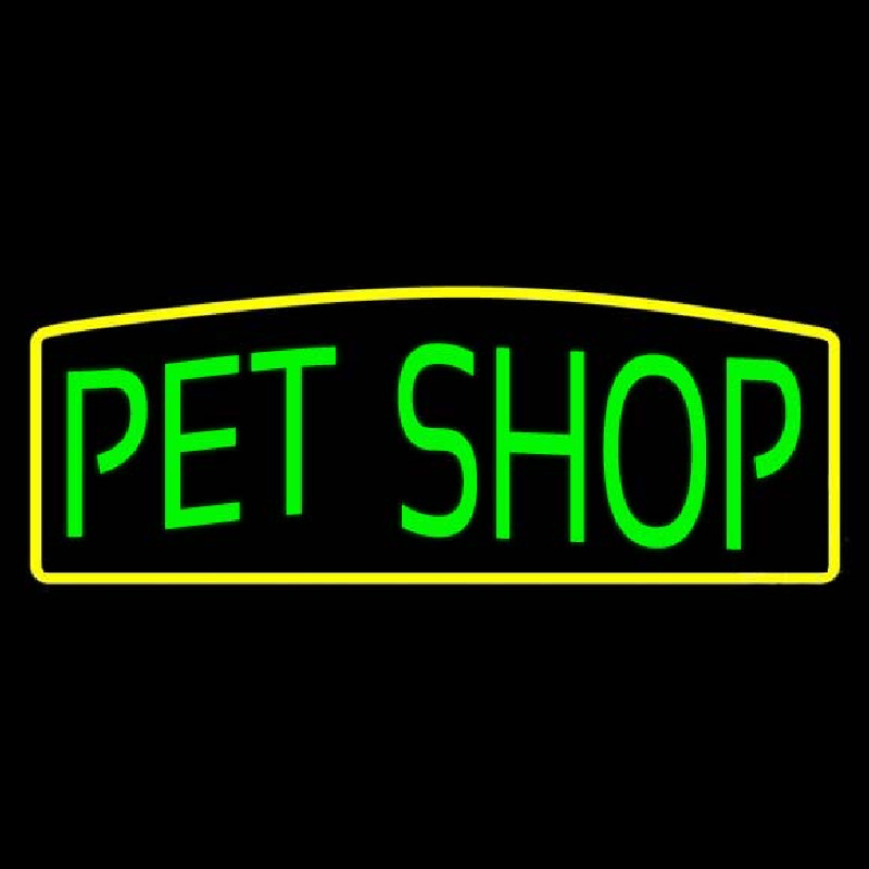 Green Pet Shop Yellow Border Neon Sign
