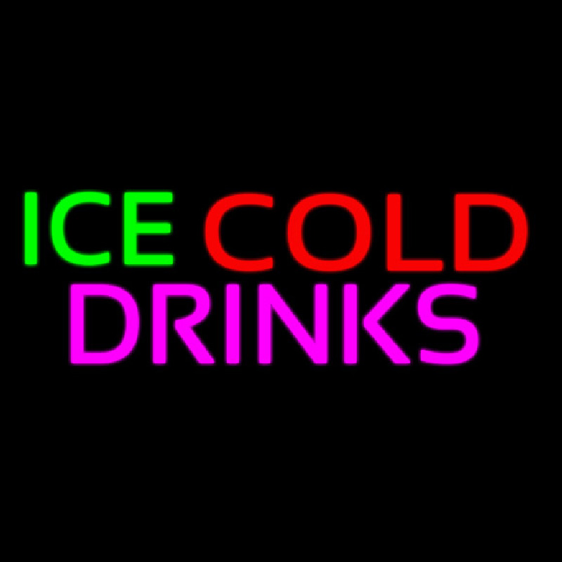 Green Red Ice Cold Drinks Neon Sign