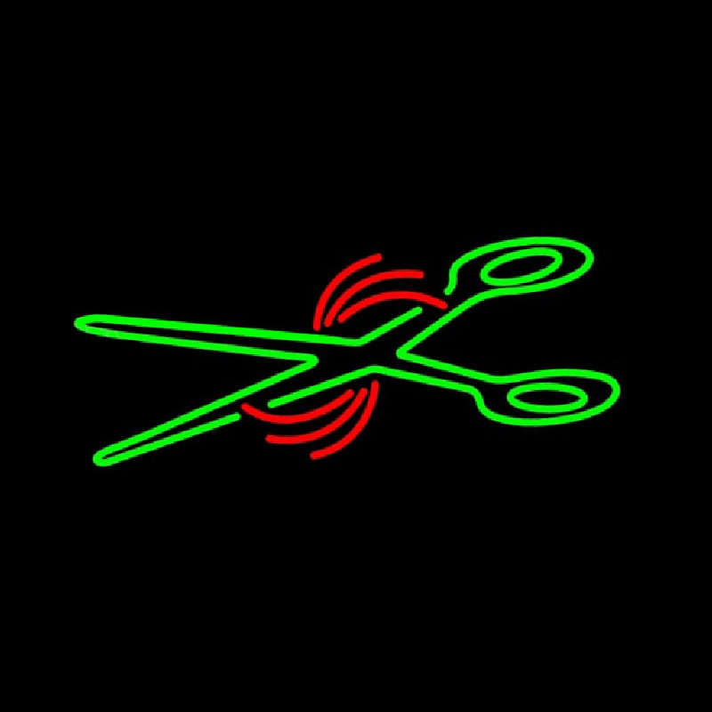 Green Scissor Logo Neon Sign