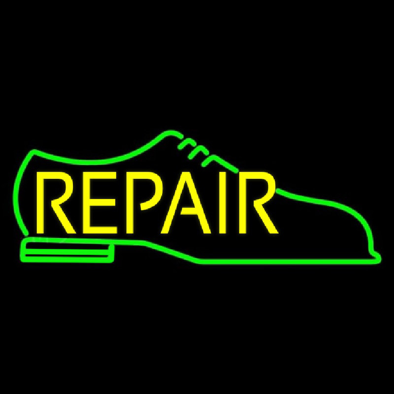 Green Shoe Yellow Repair Neon Sign