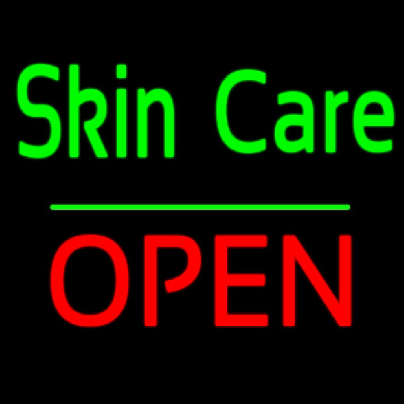 Green Skin Care Block Open Neon Sign