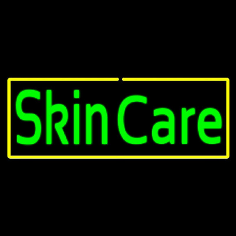 Green Skin Care Yellow Border Neon Sign