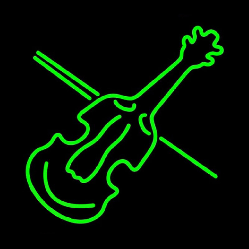 Green Violin Neon Sign