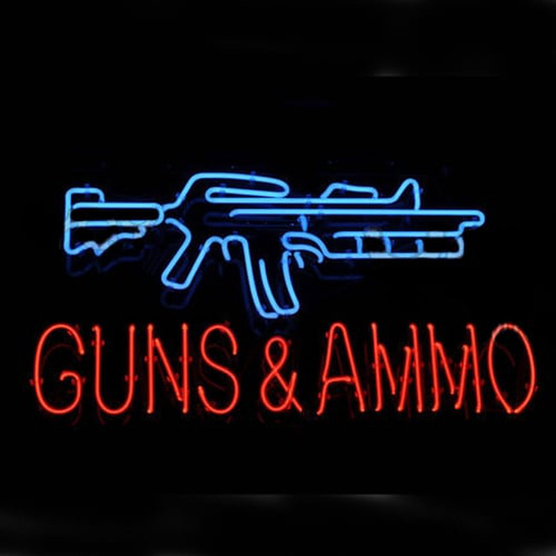 Guns And Ammo Neon Sign