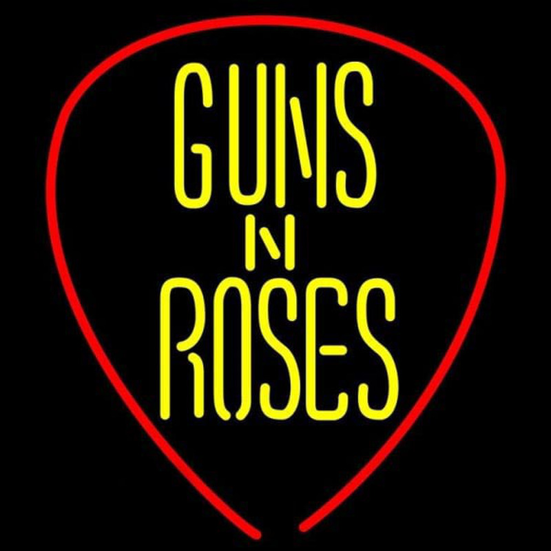 Guns N Roses Guitar Pick Rock Band Neon Sign