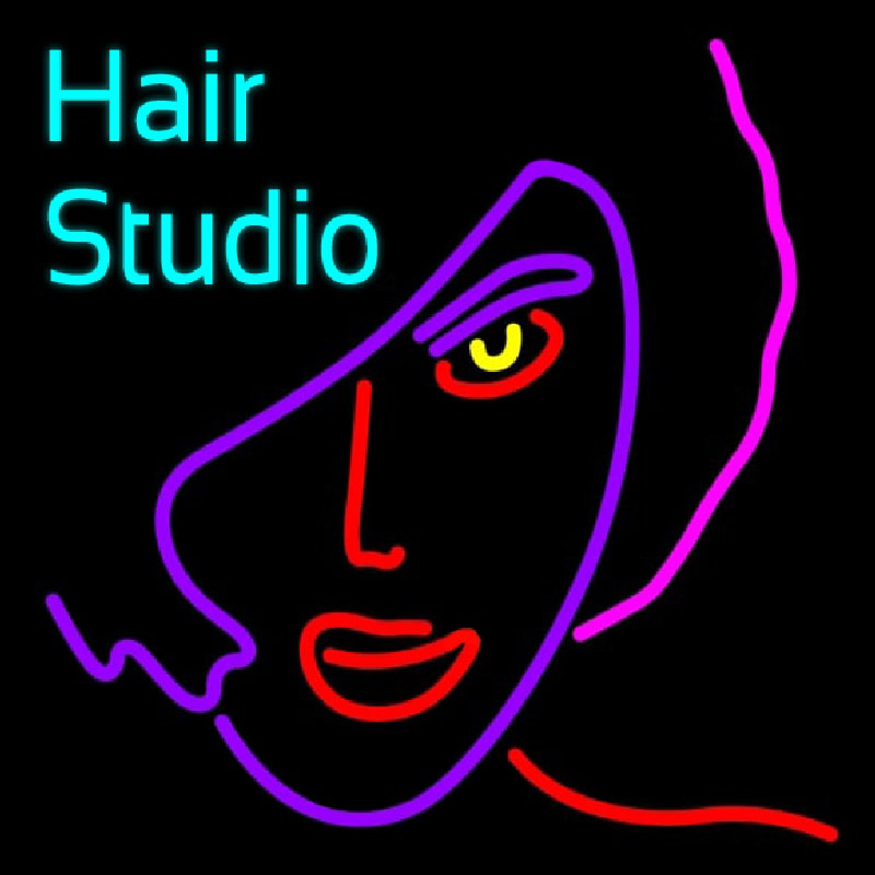 Hair Studio Girl Logo Neon Sign