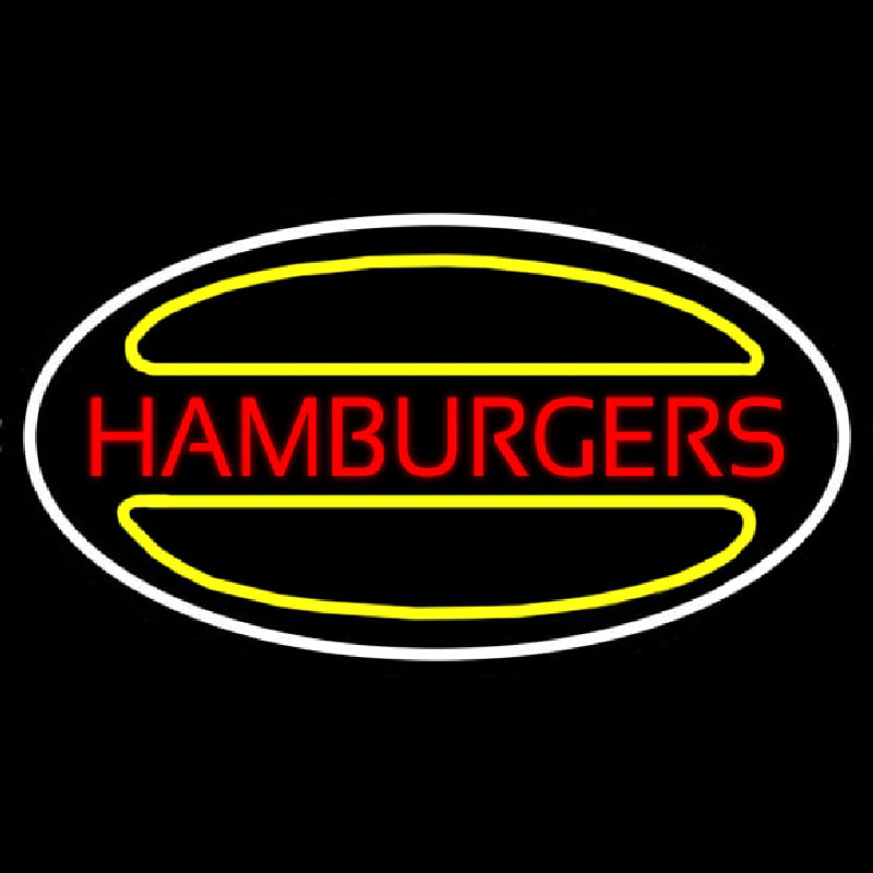 Hamburgers Logo Oval Neon Sign