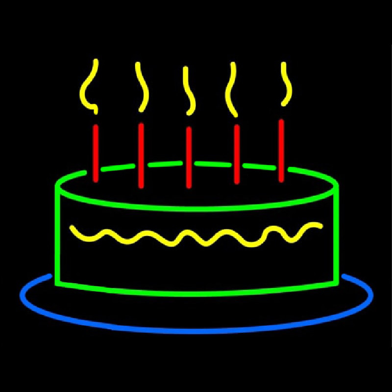 Happy Birthday Cake Neon Sign