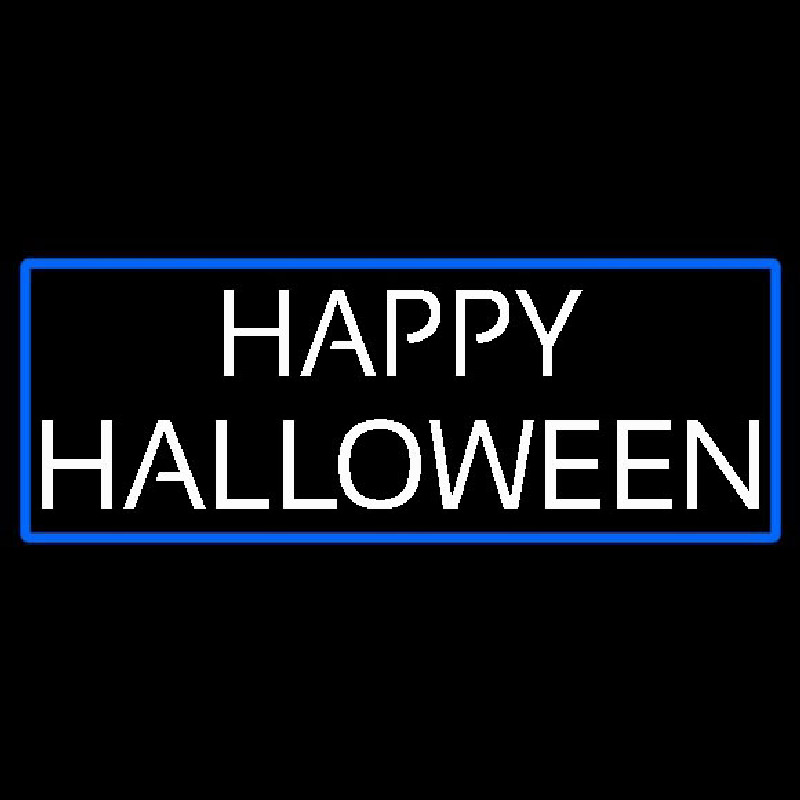 Happy Halloween With Blue Border Neon Sign