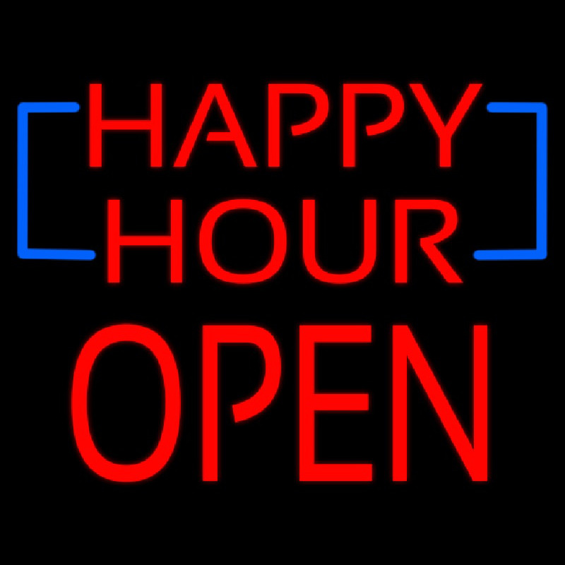 Happy Hour Block Open Neon Sign