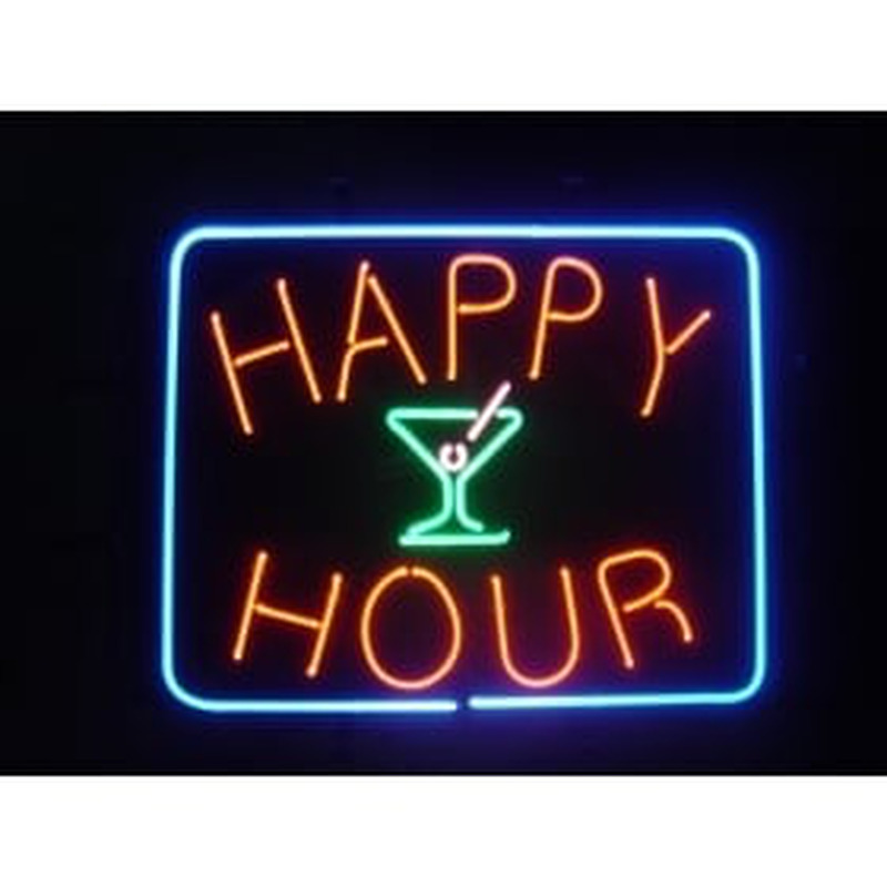 Happy Hour Cocktails Neon Sign