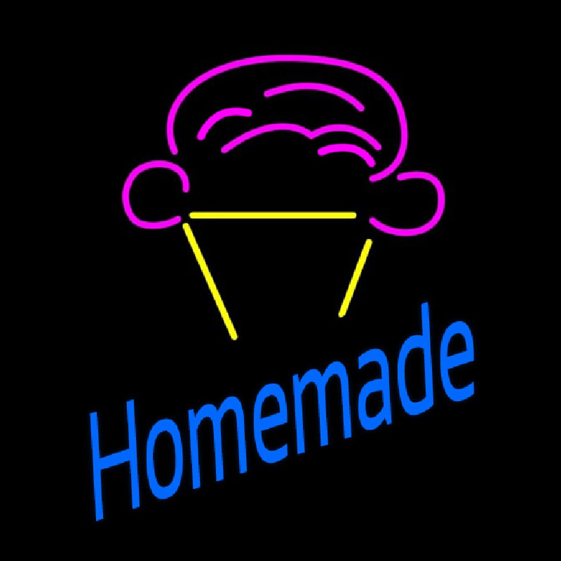 Homemade With Ice Cream Cone Logo Neon Sign