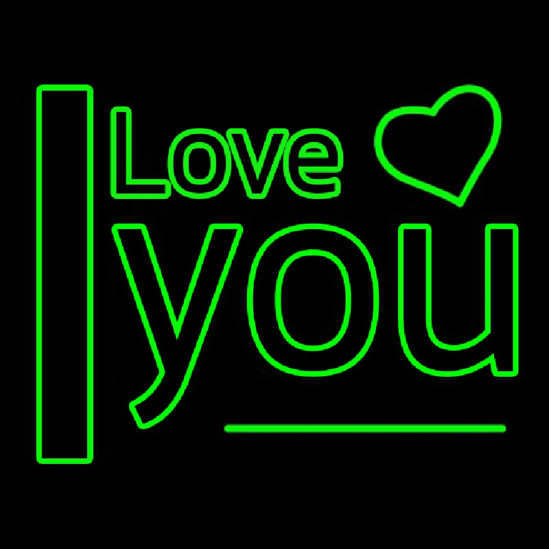 I Love You Green Neon Sign