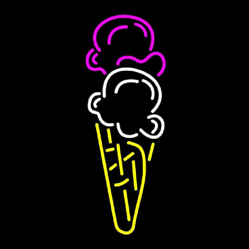 Ice Cream Cone Double Scoop Logo Neon Sign