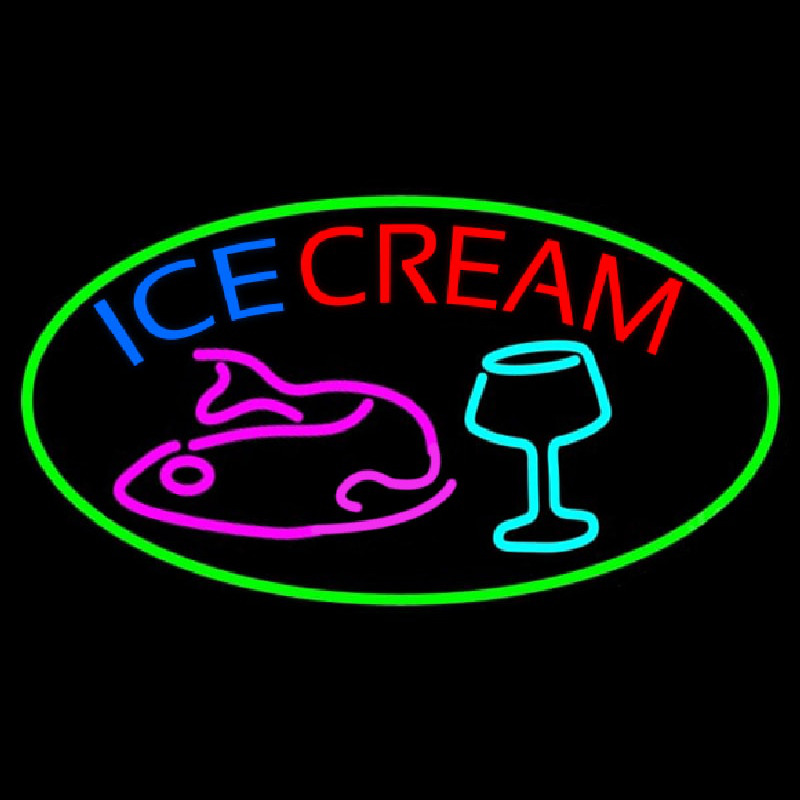 Ice Cream Glass N Fish Neon Sign