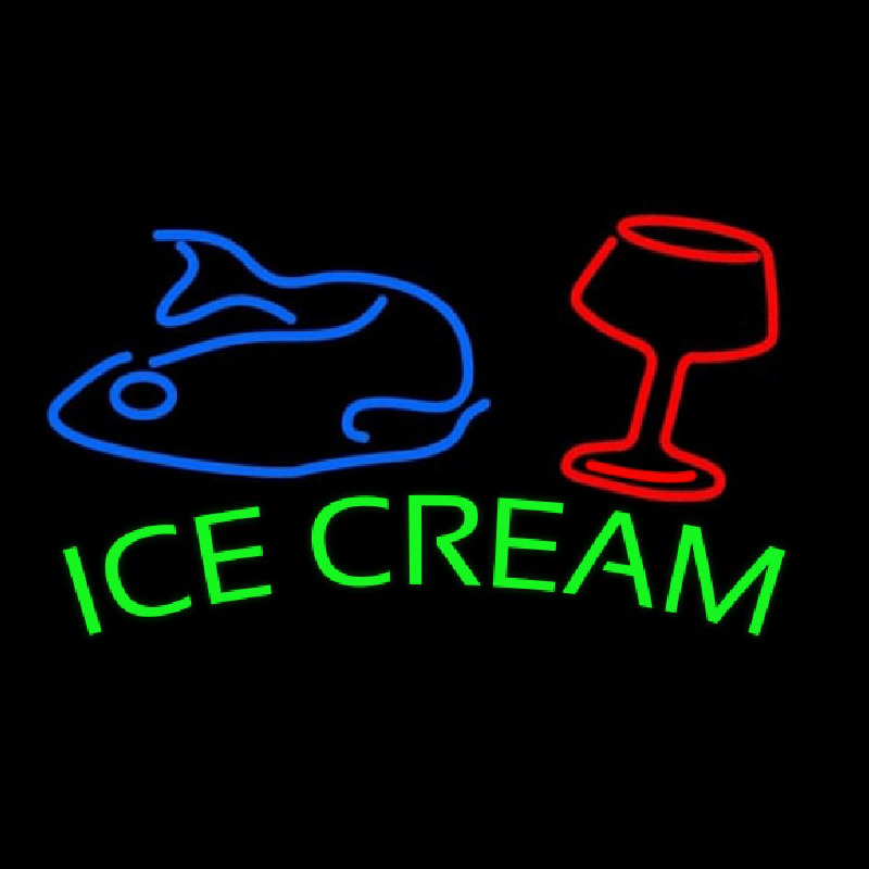 Ice Cream Glass N Fish Neon Sign