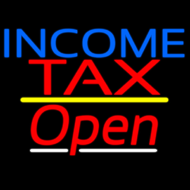 Income Ta  Open Yellow Line Neon Sign