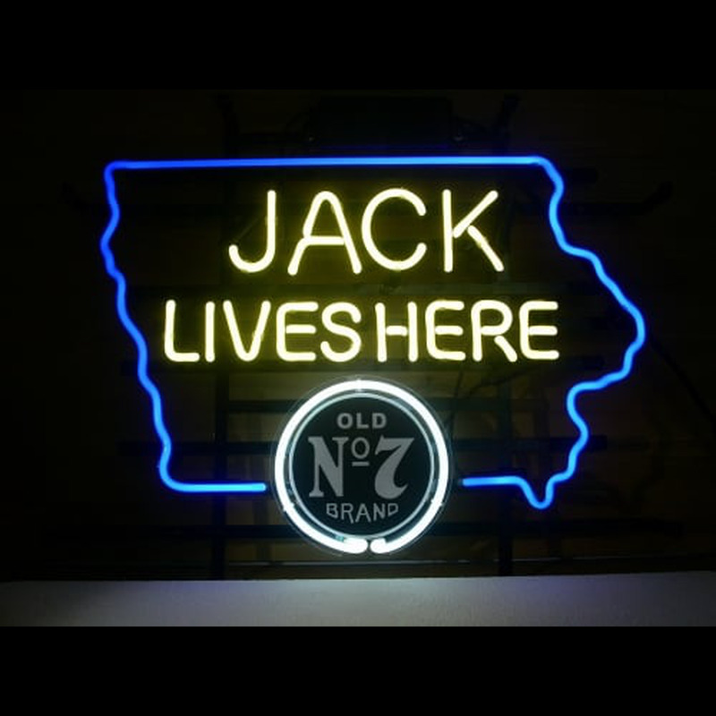 Jack Daniels Jack Lives Here IOWA Whiskey Neon Sign