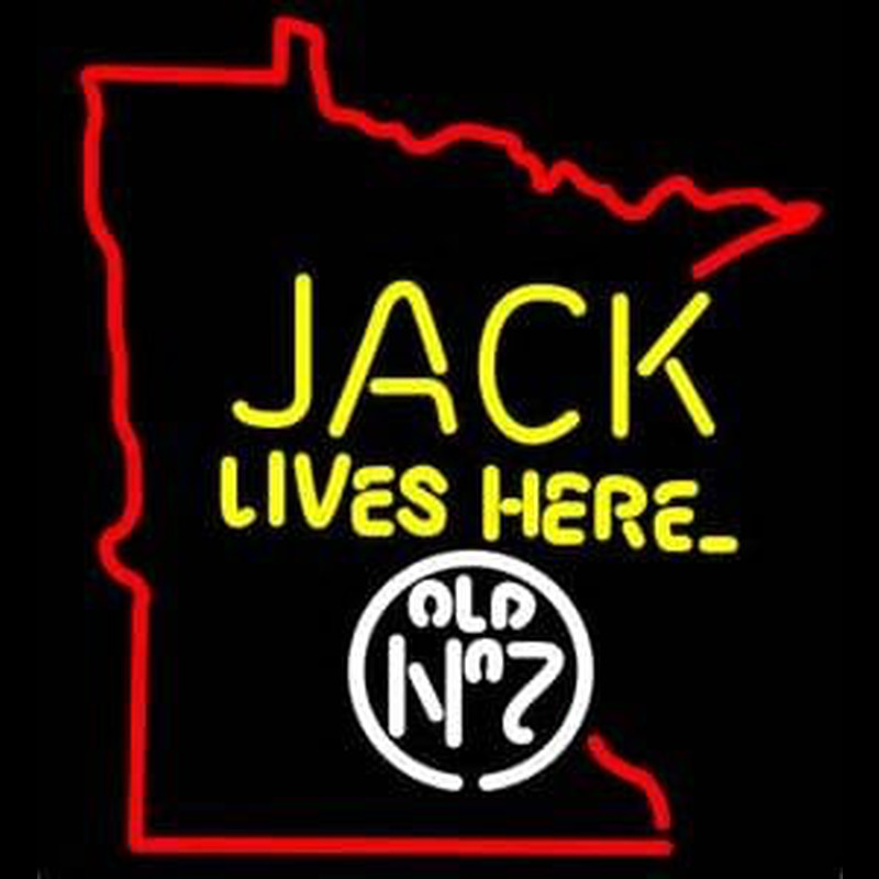 Jack Daniels Jack Lives here Minnesota Whiskey Neon Sign
