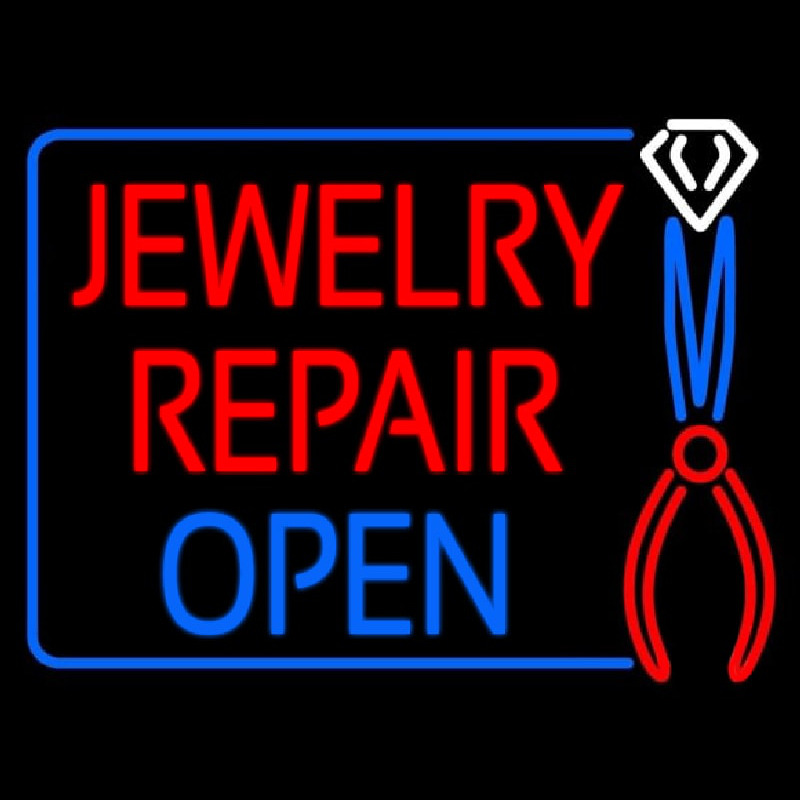 Jewelry Repair Open Block Neon Sign