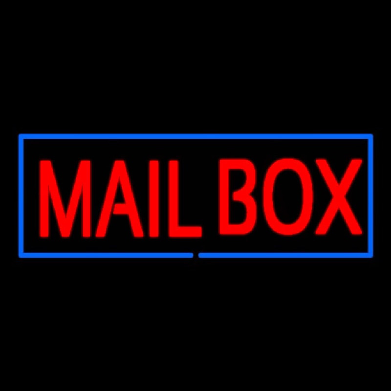 Mailbo  Block Blue Border Neon Sign