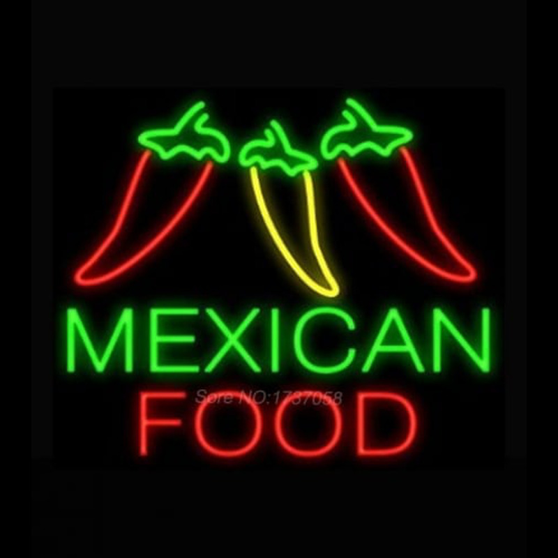 Mexican Food Three Peppers Neon Sign