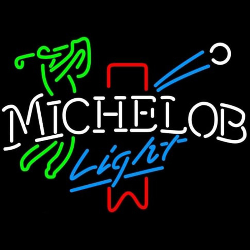 Michelob Light Red Ribbon Golfer Neon Sign
