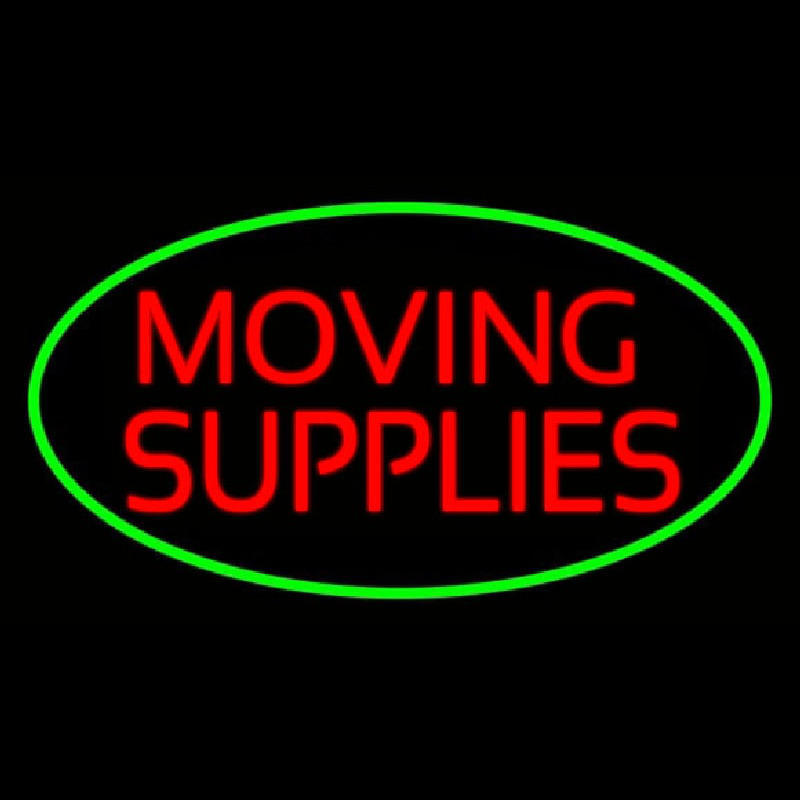 Moving Supplies Oval Green Neon Sign