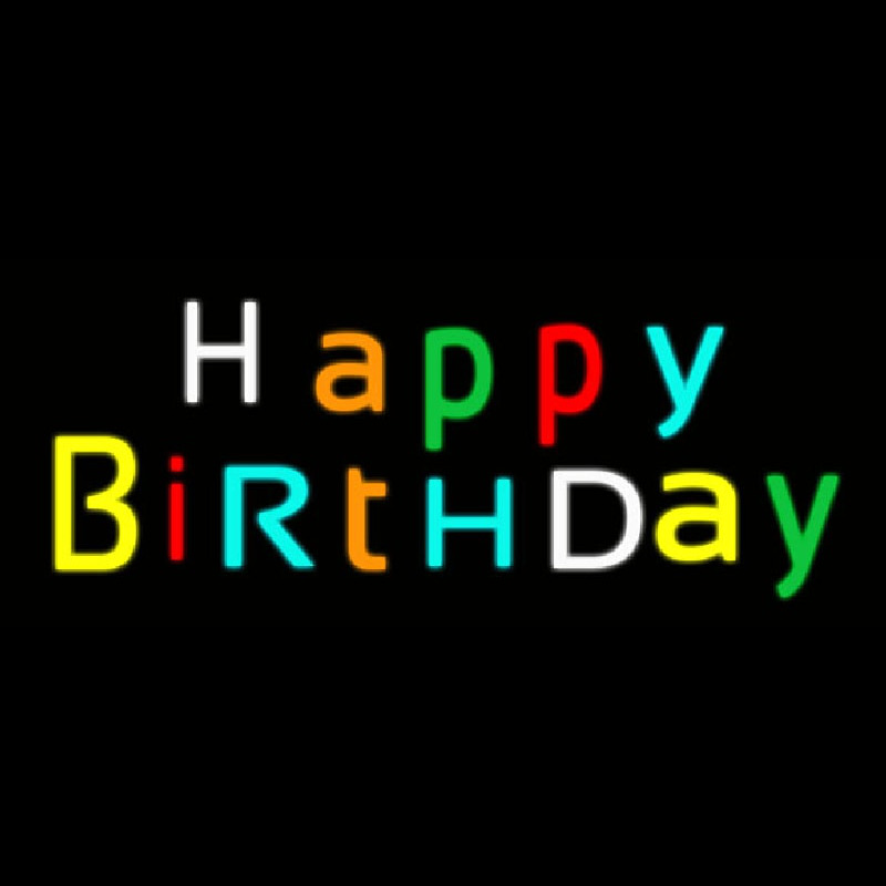 Multicolored Happy Birthday Neon Sign