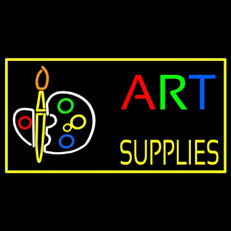 Muti Color Art Supplies With Palate Neon Sign