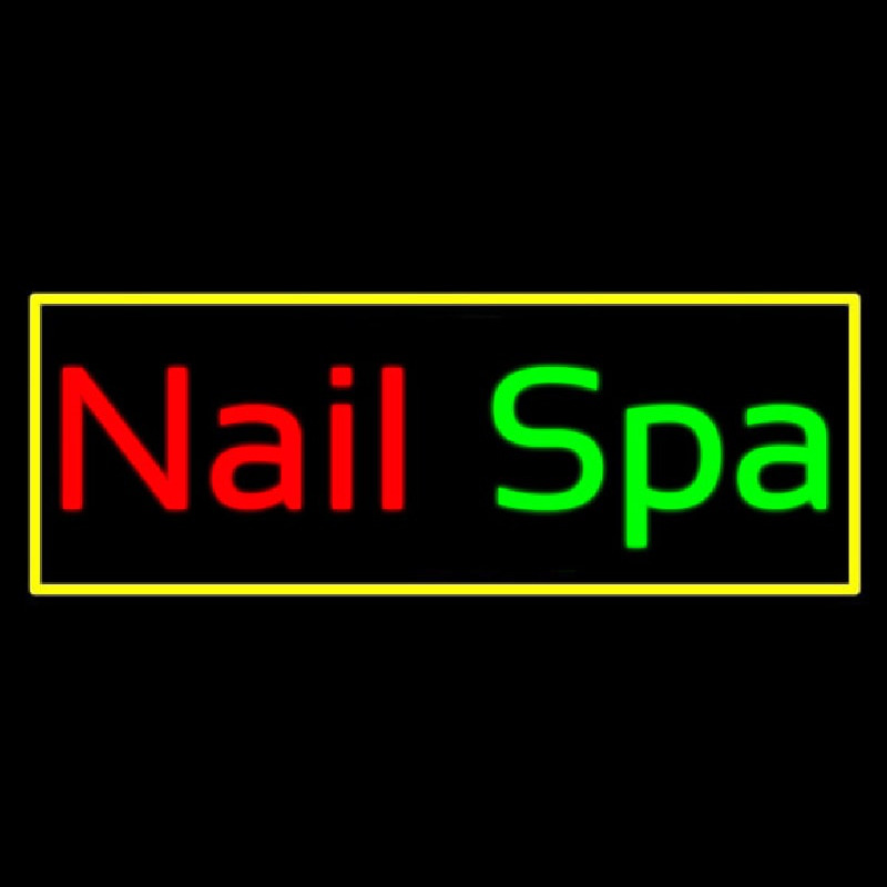 Nail Spa With Yellow Border Neon Sign