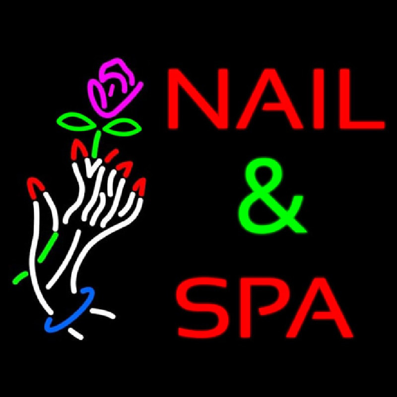 Nails And Spa With Nails And Flower Neon Sign