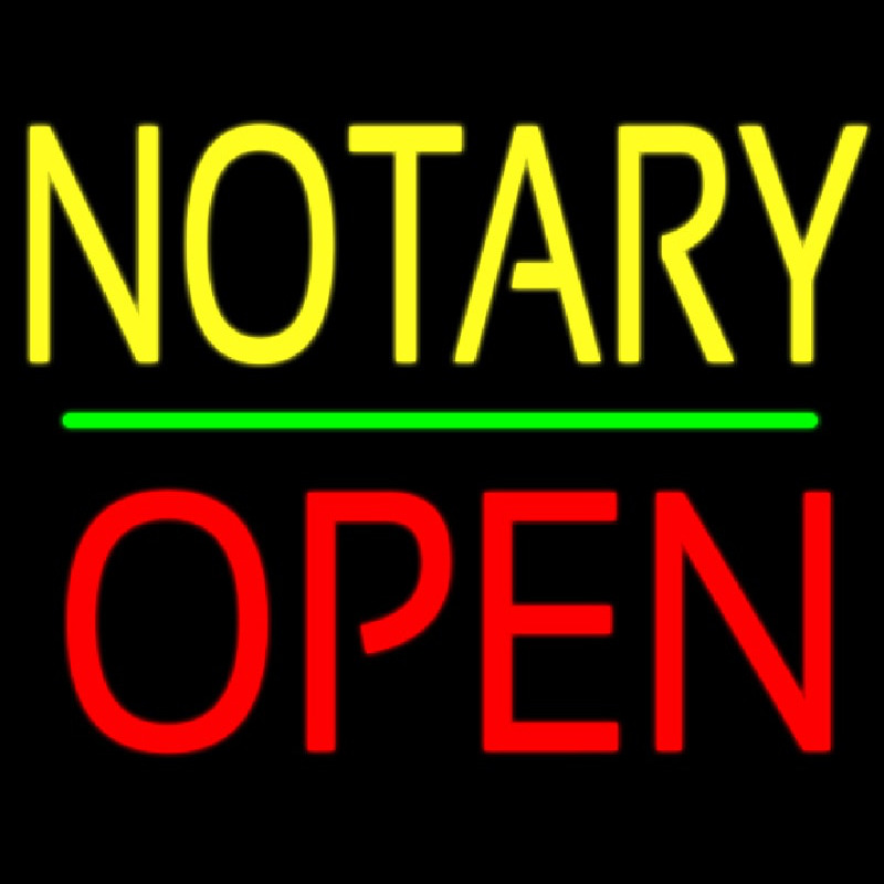 Notary Block Open Green Line Neon Sign