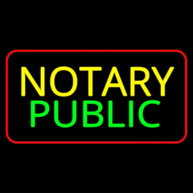 Notary Public Red Border Neon Sign