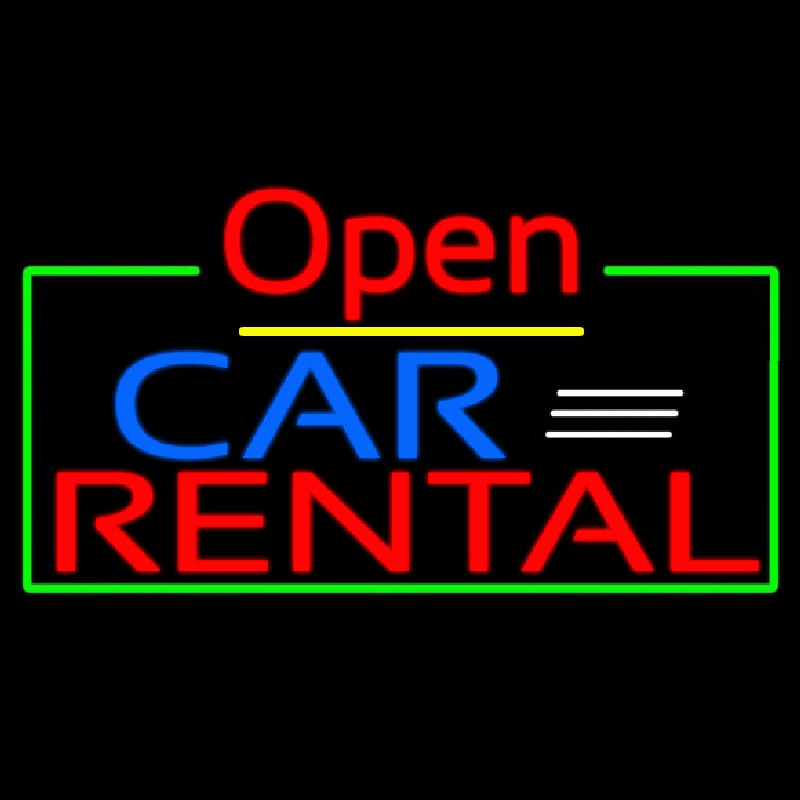 Open Car Rental Neon Sign