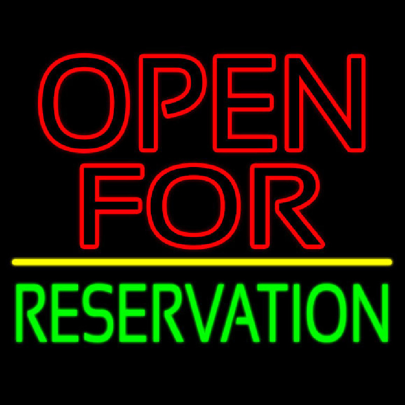 Open For Reservation With Line Neon Sign