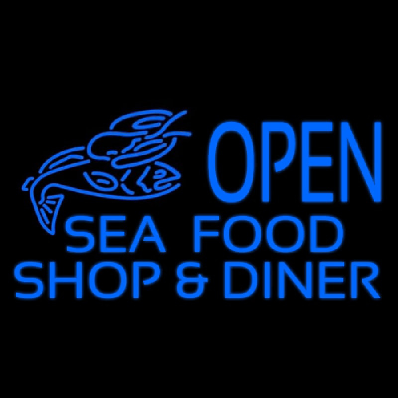 Open Seafood Shop And Diner Neon Sign