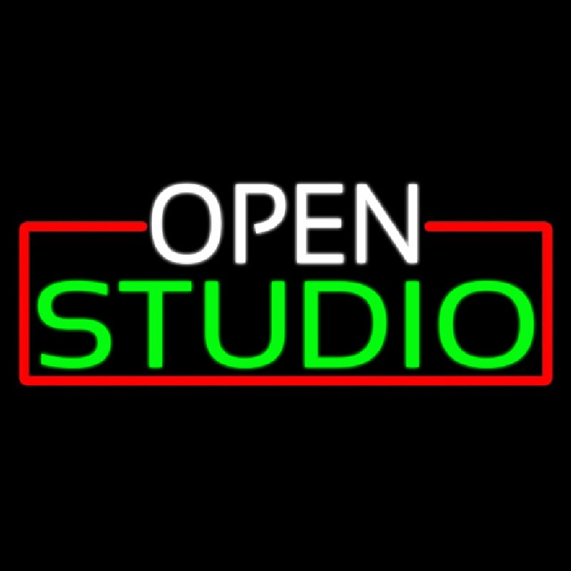 Open Studio With Red Border Neon Sign