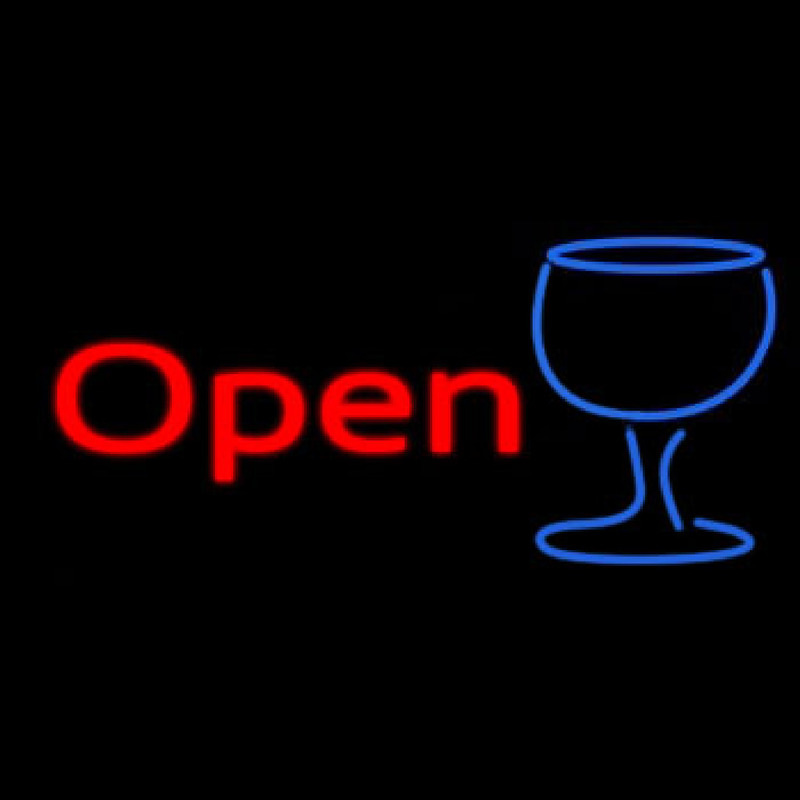 Open Wine Glass Neon Sign