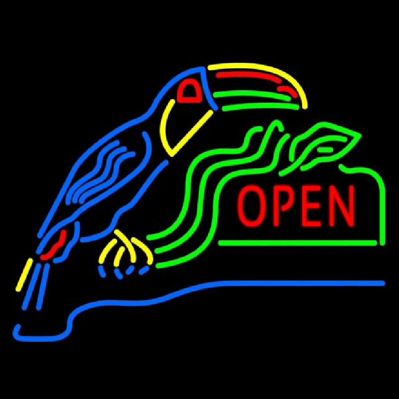 Open With Parrot Neon Sign