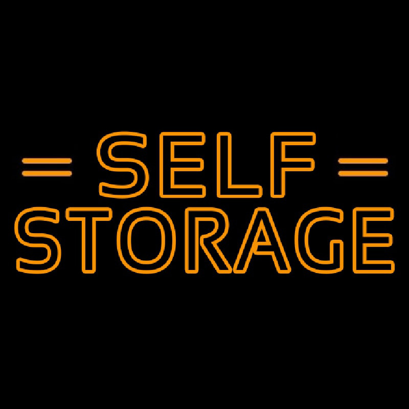 Orange Self Storage Block With Line Neon Sign