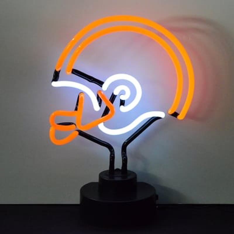 Orange and White Helmet Football Desktop Neon Sign