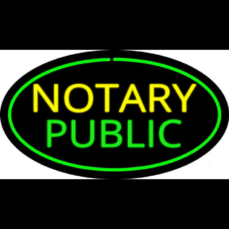 Oval Green Notary Public Neon Sign