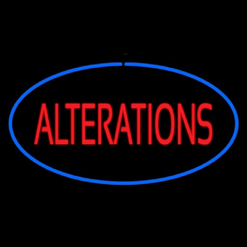 Oval Red Alteration Blue Border Neon Sign