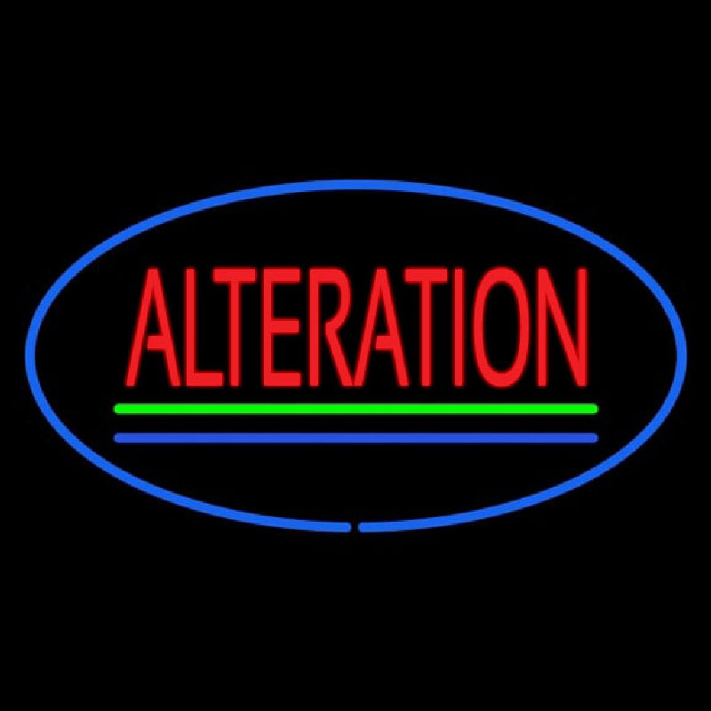 Oval Red Alteration Blue Green Line Neon Sign