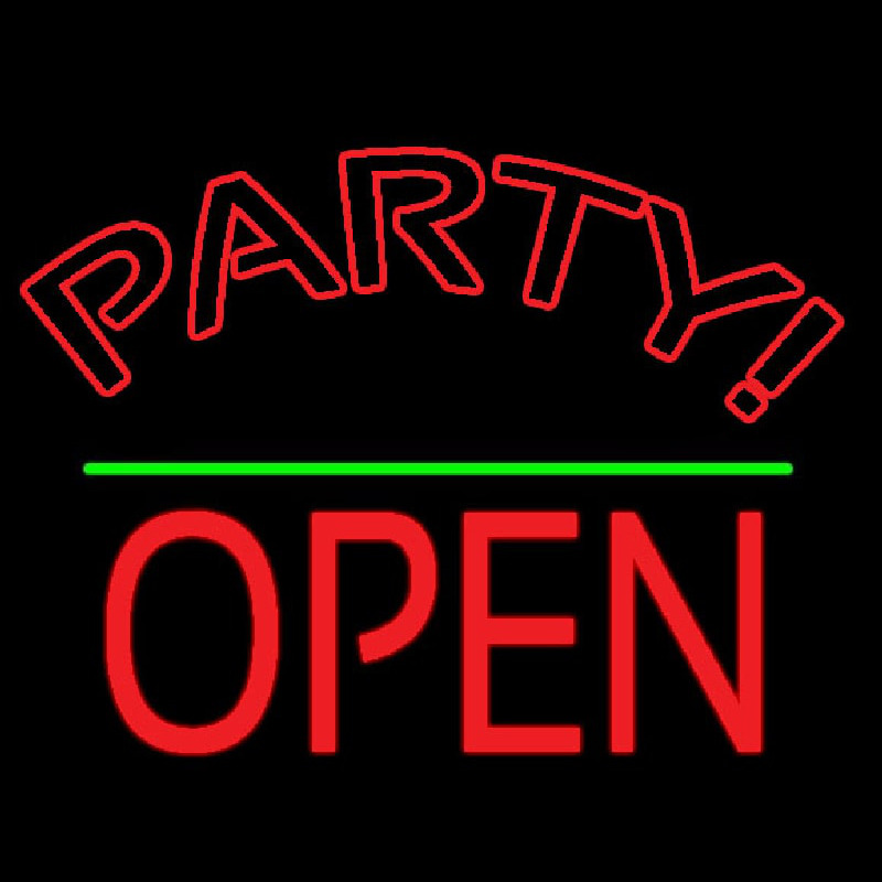 Party Green Line Open Block Neon Sign