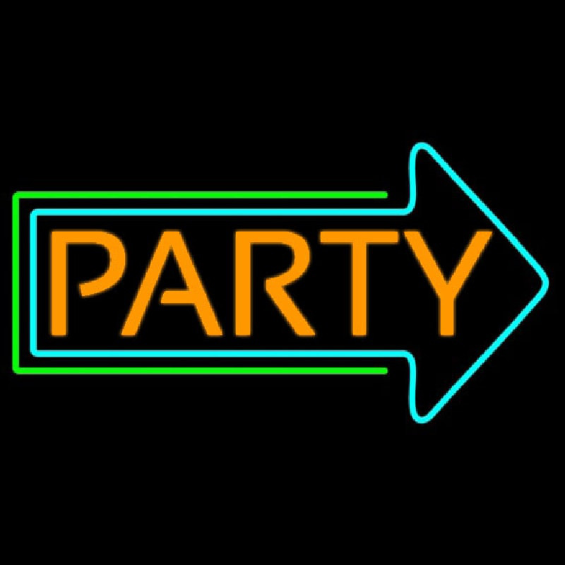 Party With Arrow Neon Sign