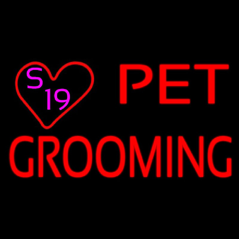 Pet Grooming With Heart Neon Sign