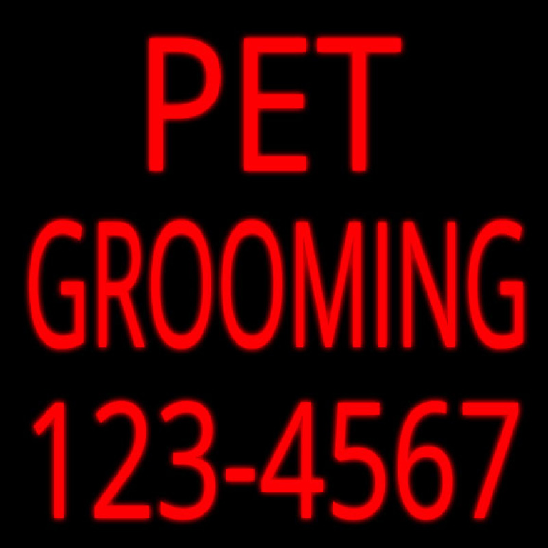 Pet Grooming With Phone Number Neon Sign