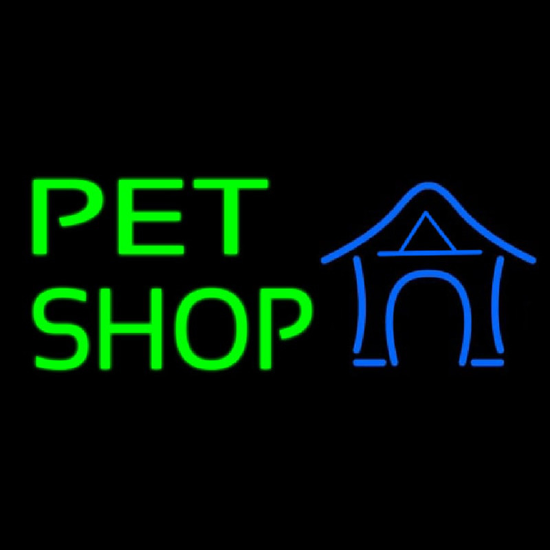 Pet Shop With Blue Logo Neon Sign